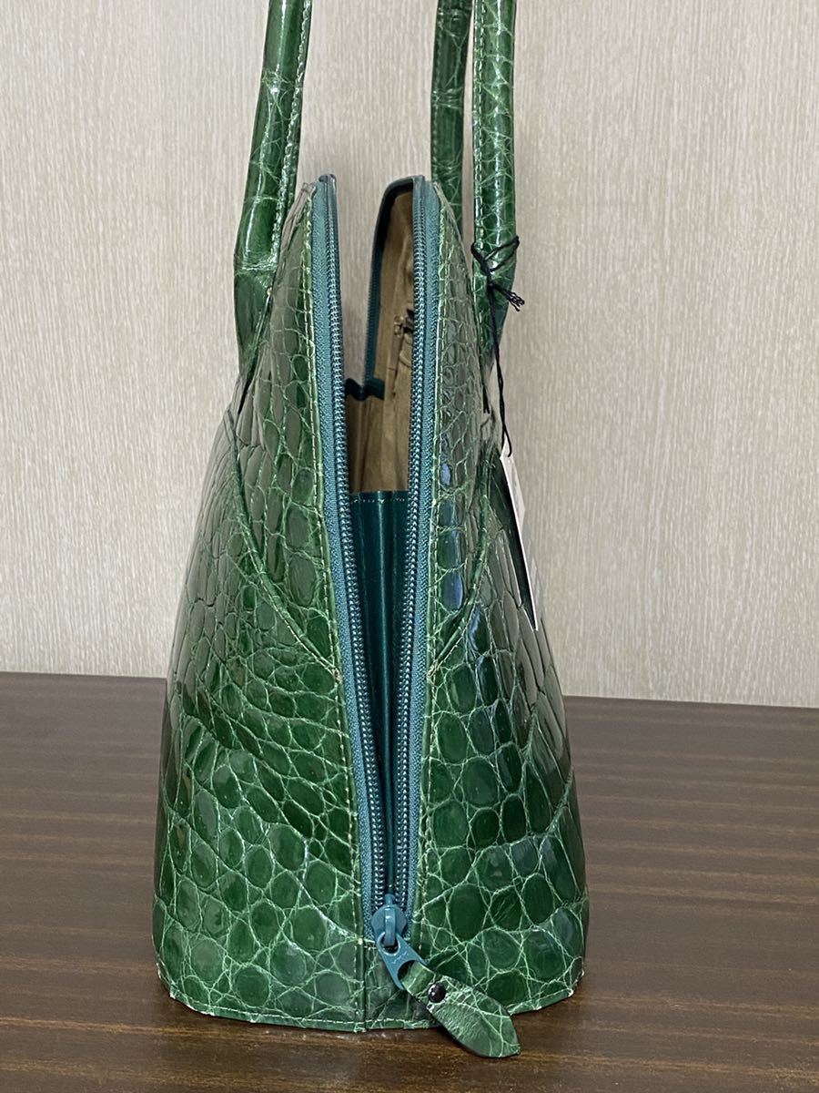JRA クロコダイル レザー 本革 ハンドバッグ 緑 グリーン クロコダイル