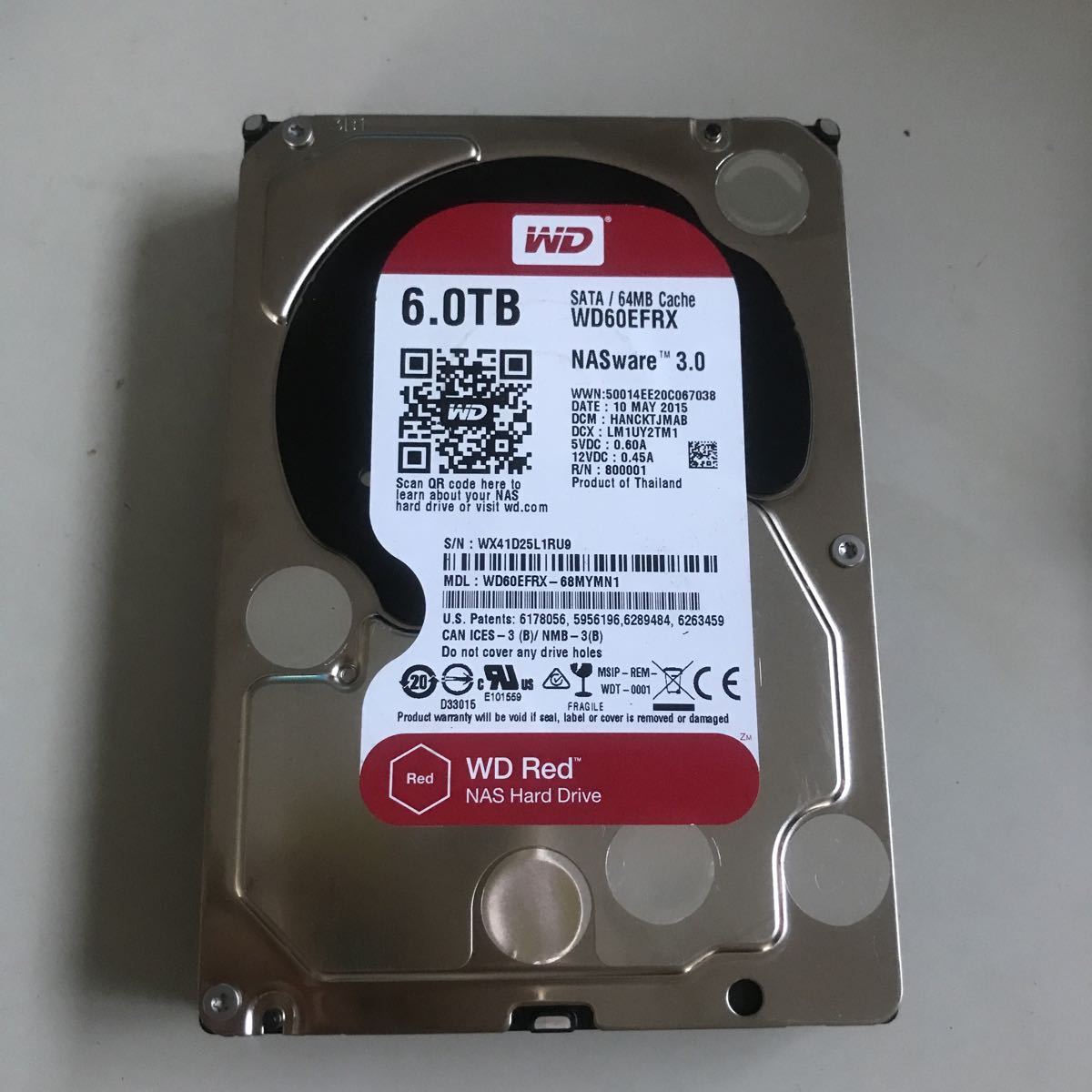 WD Western Digital RED 3.5インチ内蔵HDD WD60EFRX【使用時間:26180h】