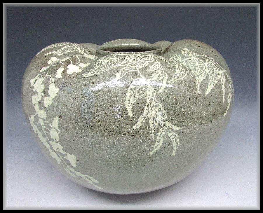 ZEROnet]○象嵌和遅野藤壺 みの里 作 重量4.7kg 壷