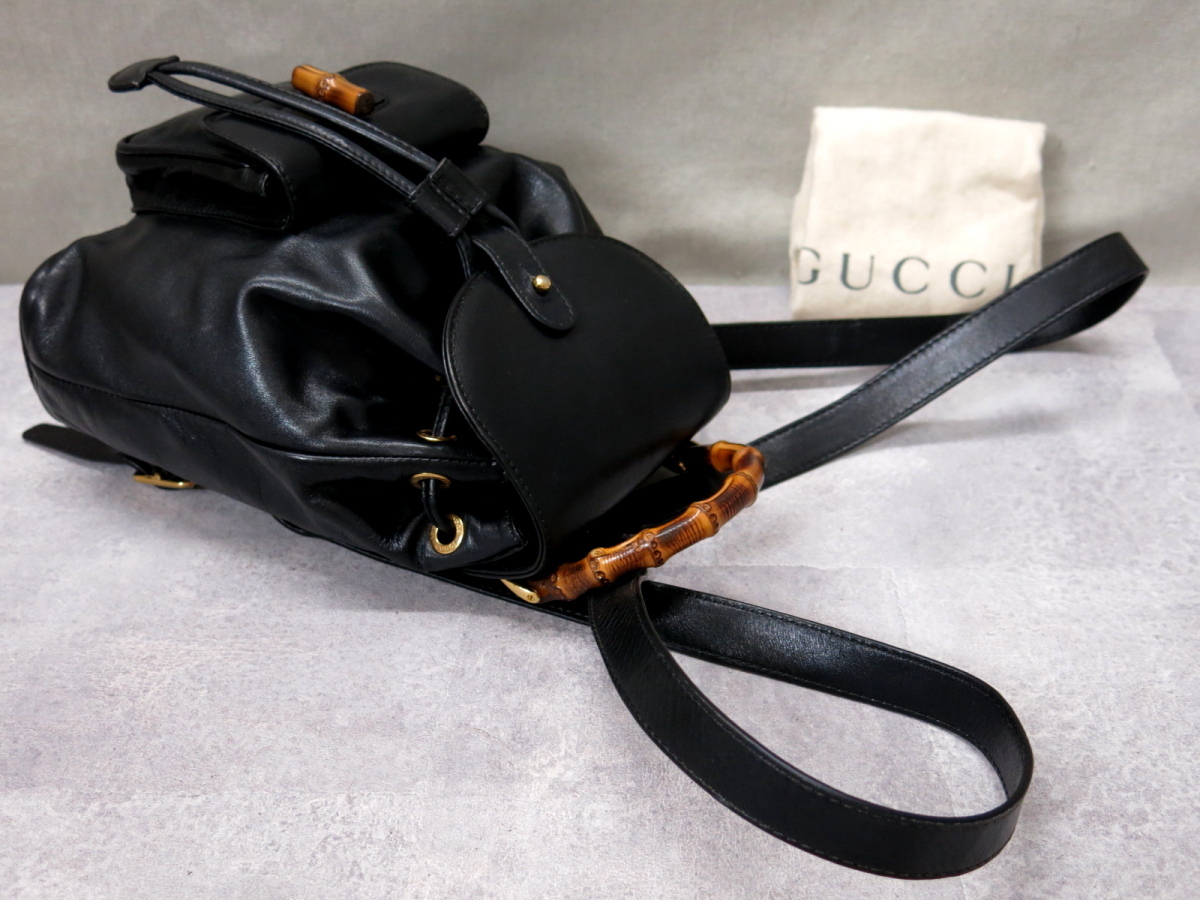 超美品○GUCCI グッチ○バンブー○レザー 本革○ミニ リュック サック 