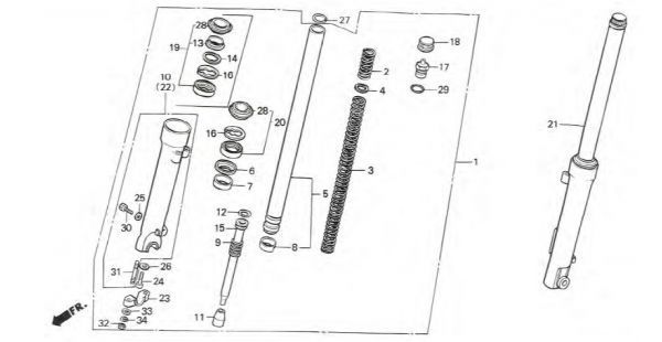 MC08 F2F 純正 フロントフォークOHセット 18点 VT250F インテグラ 