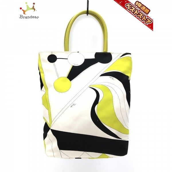エミリオプッチ EMILIO PUCCI トートバッグ - キャンバス×レザー 白×黒