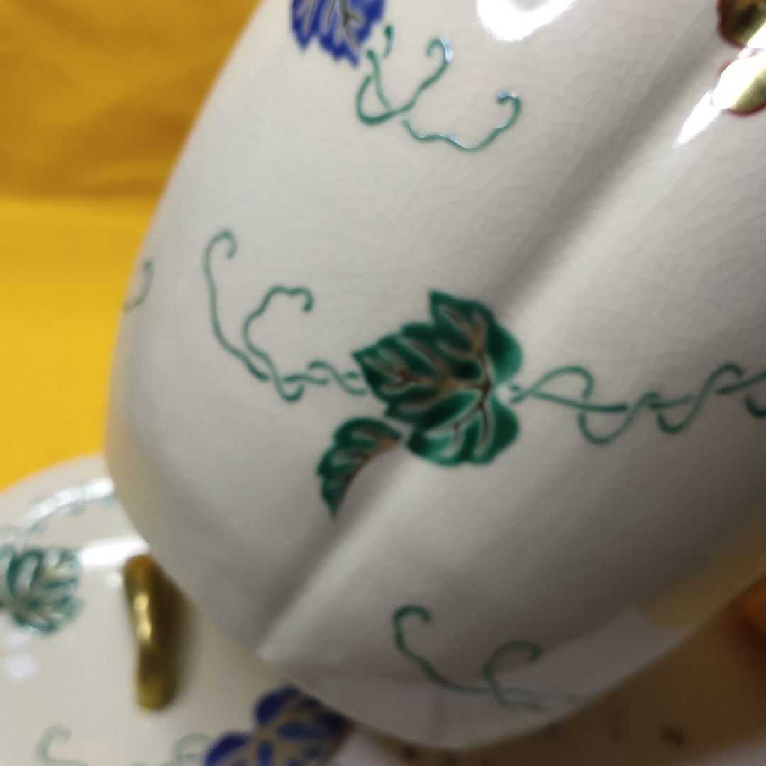 茶道具 色絵 水指 通次嵩山 京焼 共箱 旧家蔵出し 色絵 仁清 