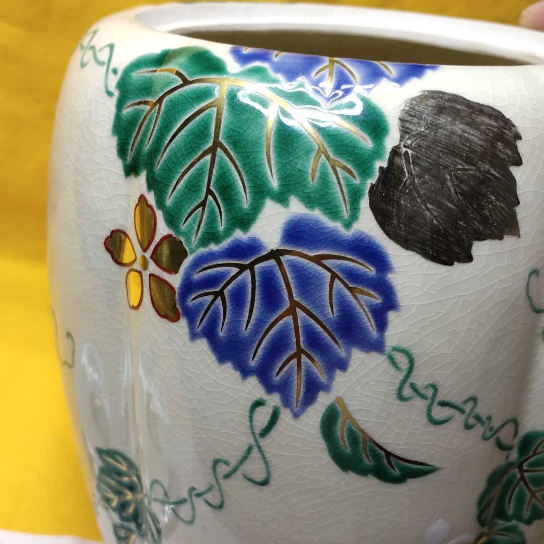 茶道具 色絵 水指 通次嵩山 京焼 共箱 旧家蔵出し 色絵 仁清 