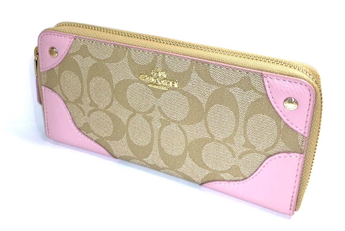 コーチCOACH人気のデニムラウンドファスナー長財布 シグネチャーカーキ 