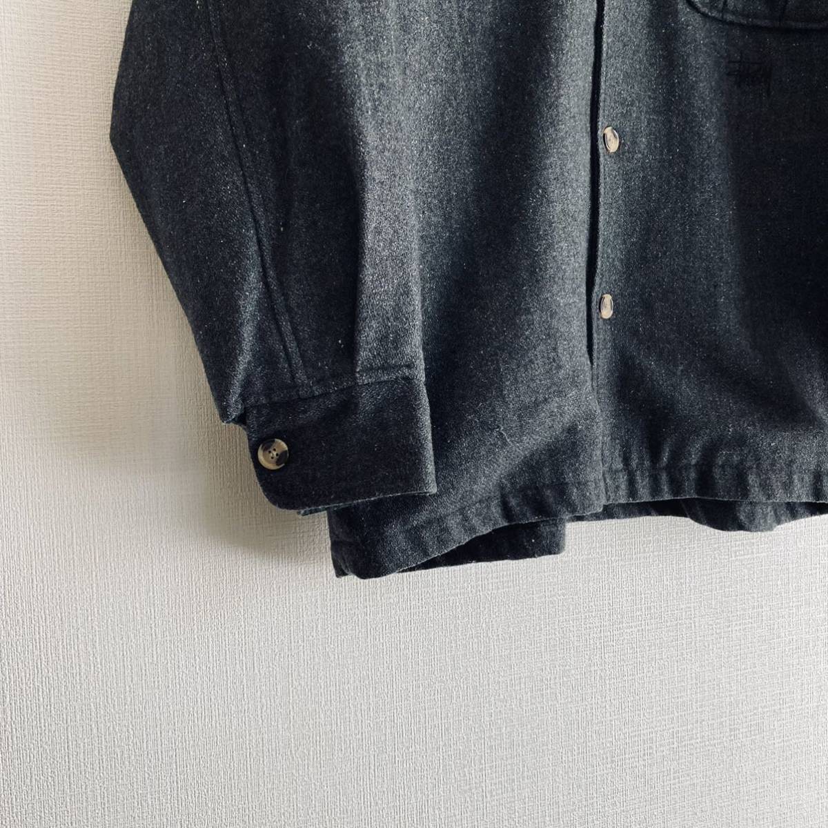 希少 90s 紺タグ Old stussy ステューシー ウール サージ シャツ CPO 