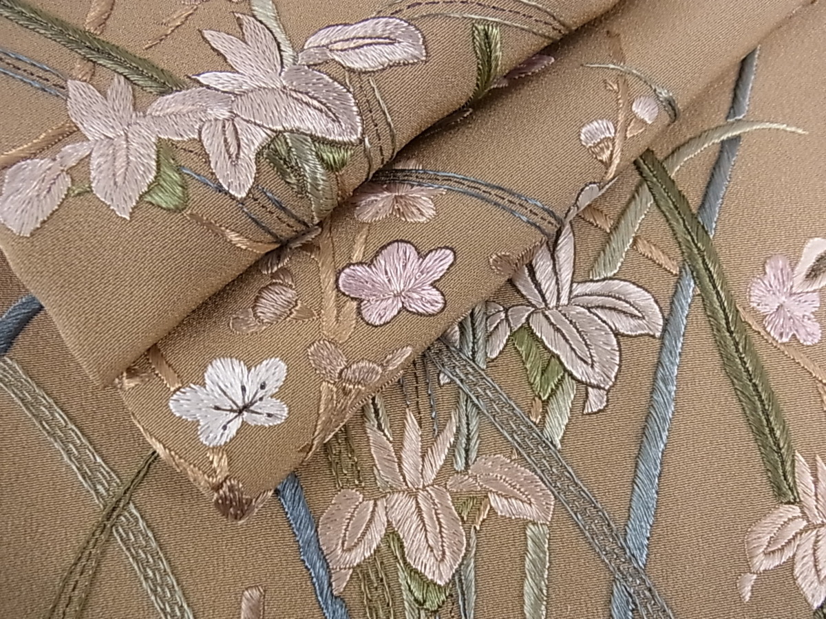 平和屋着物□訪問着 総刺繍 枝梅 燕子花 逸品bi1342 【公式通販】