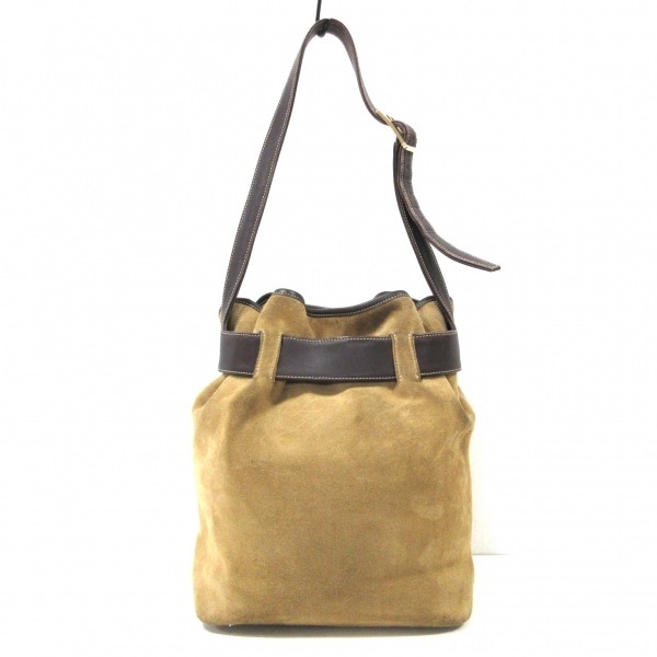 ロエベ LOEWE ショルダーバッグ スエード×レザー ベージュ×ダーク