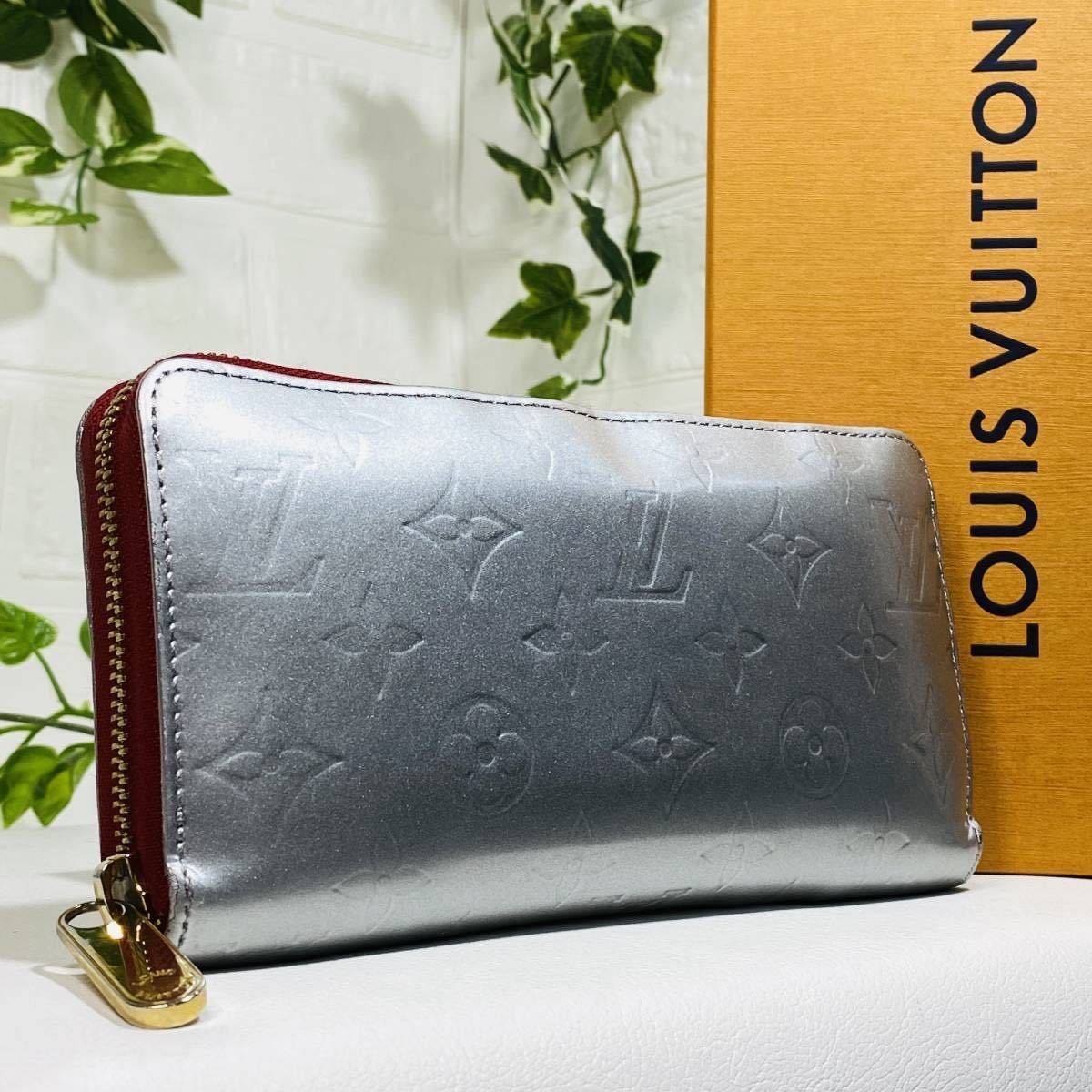 美品〕LOUIS VITTON ルイ・ヴィトン ヴェルニ ジッピーウォレット 銀 