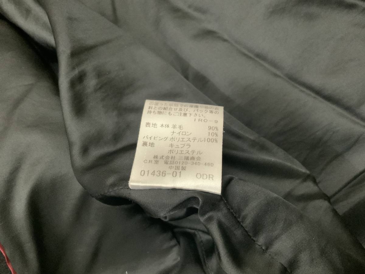BURBERRY BLACK LABEL Pコート 羊毛90% ブラック BURBERRY BLACK