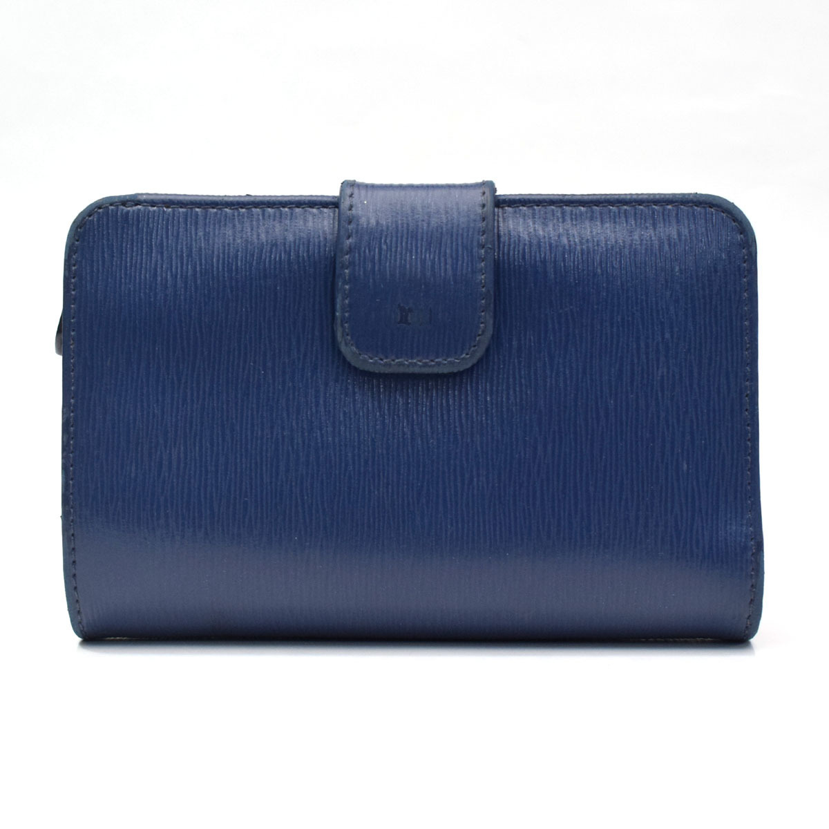 PRADA リボン サフィアーノレザー 二つ折り財布 ロゴ ネイビー