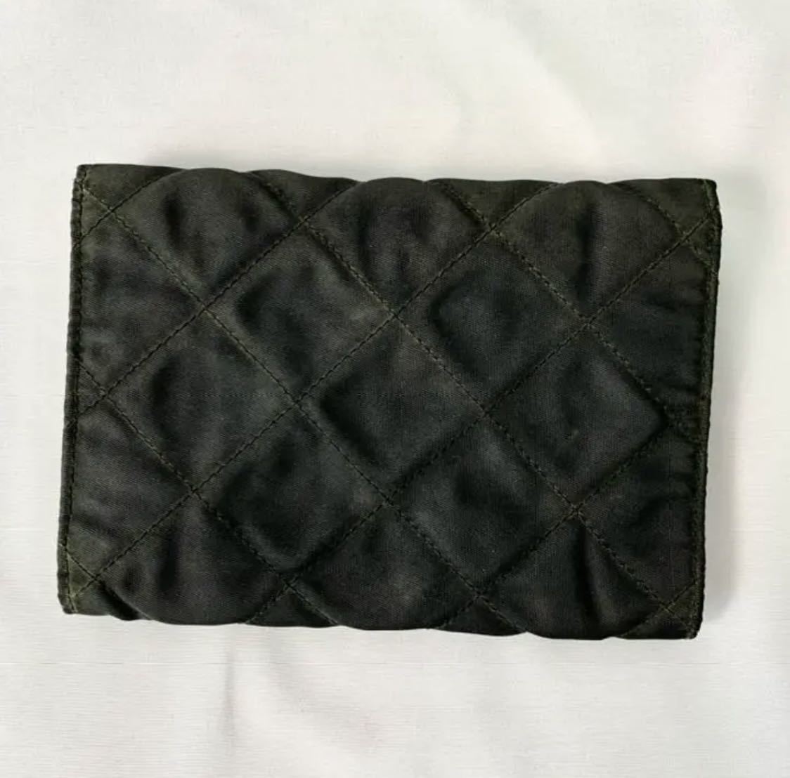 プラダ ナイロン PRADA 三つ折り財布 三角ロゴ 財布 ブラック 折り財布