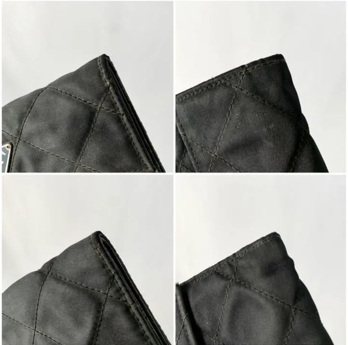 プラダ ナイロン PRADA 三つ折り財布 三角ロゴ 財布 ブラック 折り財布