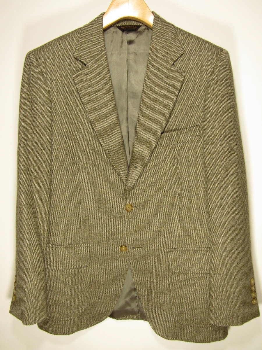美品 USA製 サウスウィック Southwick メンズ ウール バーズアイ テーラード ジャケット size40 L相当 秋冬 SHIPS別注 ライトブラウン系