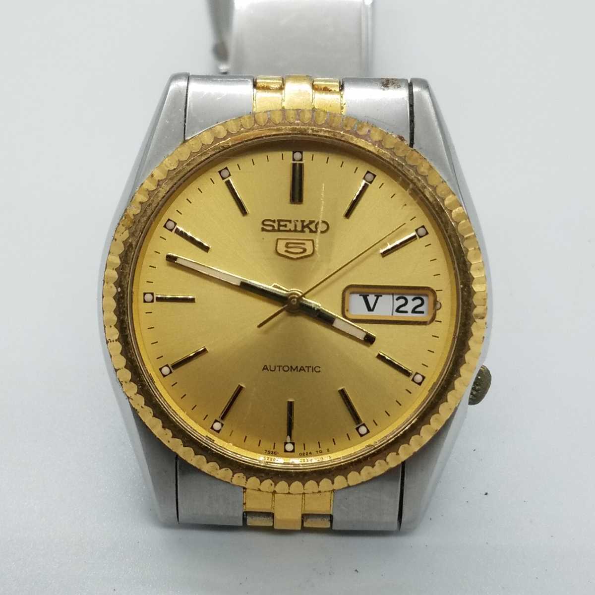 1円~△SEIKO 5 自動巻き 裏スケ セイコー 7S26-0500 コンビ ジャンク扱い