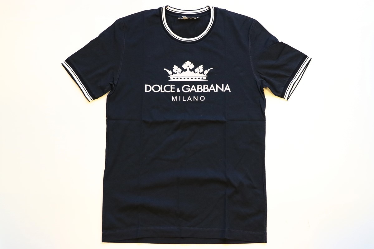 DOLCE&GABBANA MILANO Tシャツ ネイビー 46 ◇ ミラノ ロゴ 王冠 