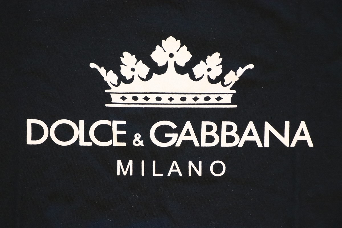 DOLCE&GABBANA MILANO Tシャツ ネイビー 46 ◇ ミラノ ロゴ 王冠 