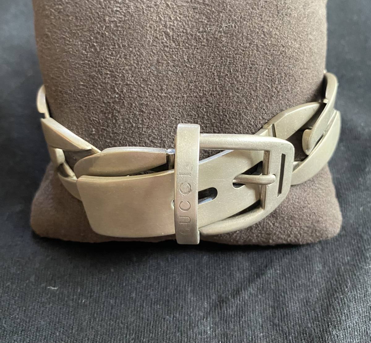 【美品】OLD GUCCI オールドグッチ BUCKLE BRACELET バックル　チェーン　ブレスレット　バングル　シルバー925 Vintage Gucci OLD striped オールド solid