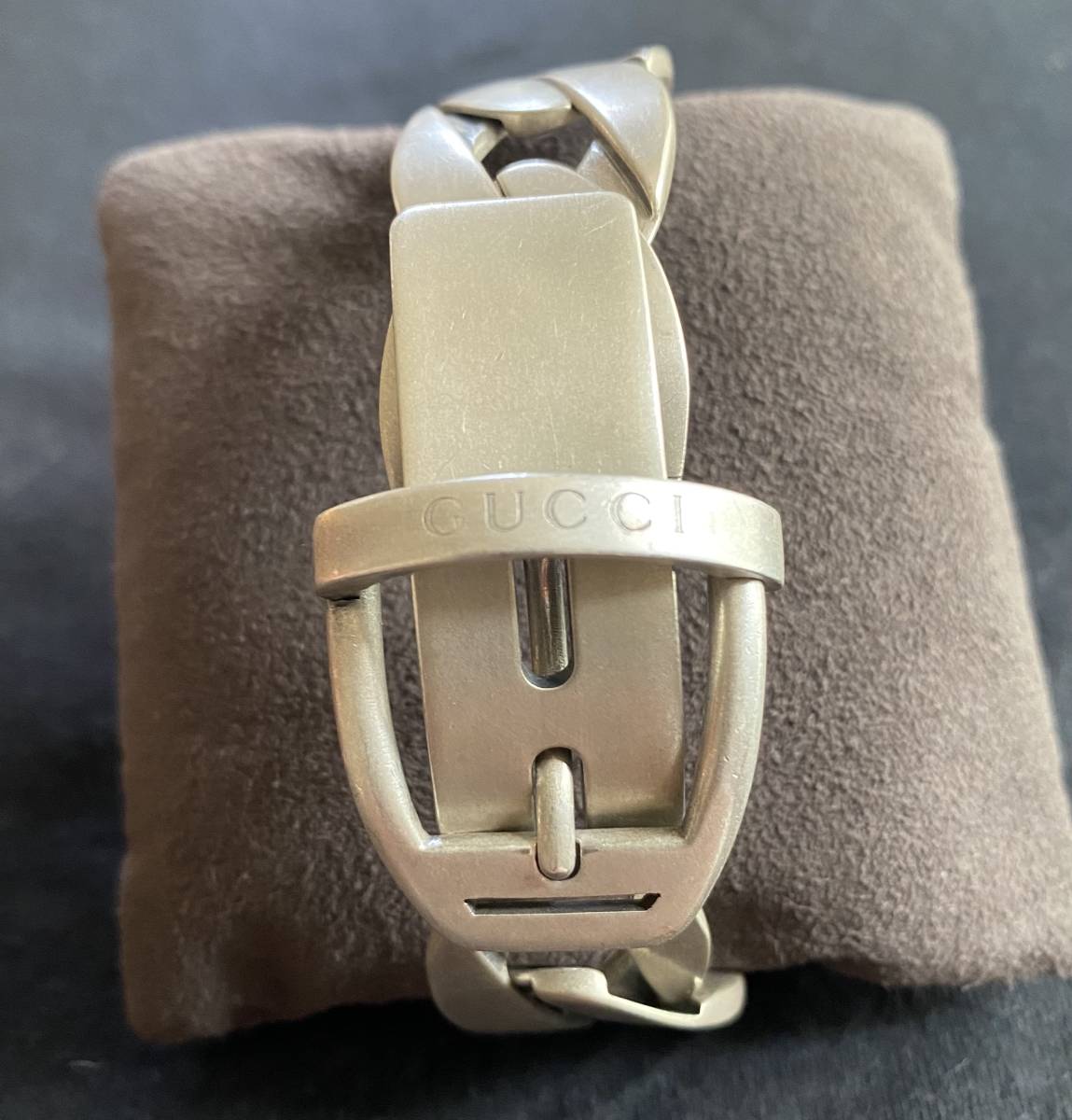 【美品】OLD GUCCI オールドグッチ BUCKLE BRACELET バックル　チェーン　ブレスレット　バングル　シルバー925 Vintage Gucci OLD striped オールド solid