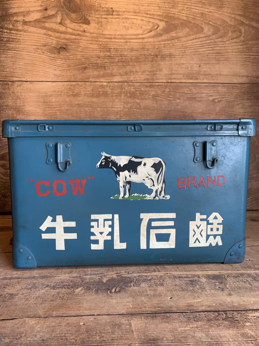 牛乳石鹸 COWBRAND ブリキ缶 BOX ボテ箱 昭和レトロ Yahoo