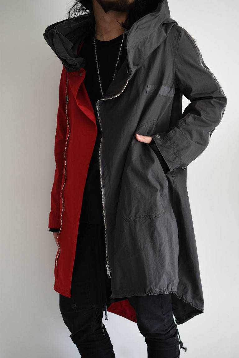 19AW ヌードマサヒコマルヤマ バイカラー モッズコート パーカー 