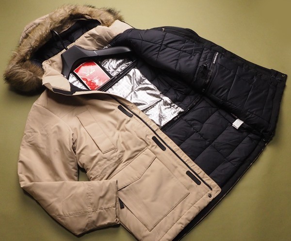 新品正規37000円 ノースフェイス ファー付 VX HEAT中綿×ダックダウン 熱反射 MCMURDO2 PARKA ジャケット メンズMベージュ(BEI) 直営購入