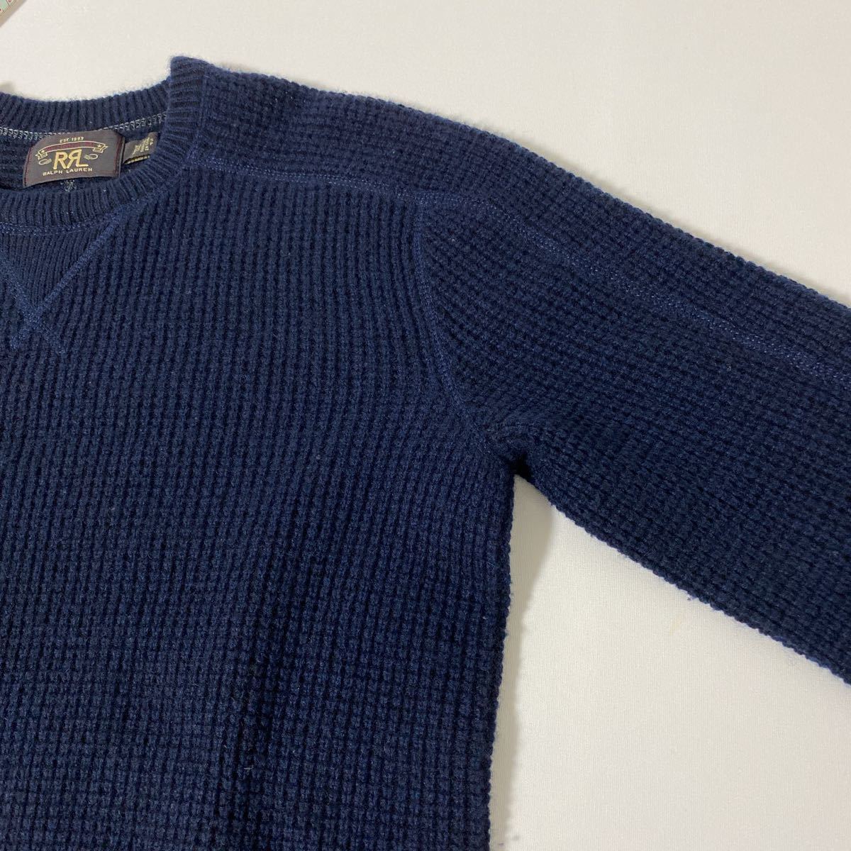 美品 RRL 100 % カシミヤ ワッフル ニット セーター 前 V S 国内正規品 