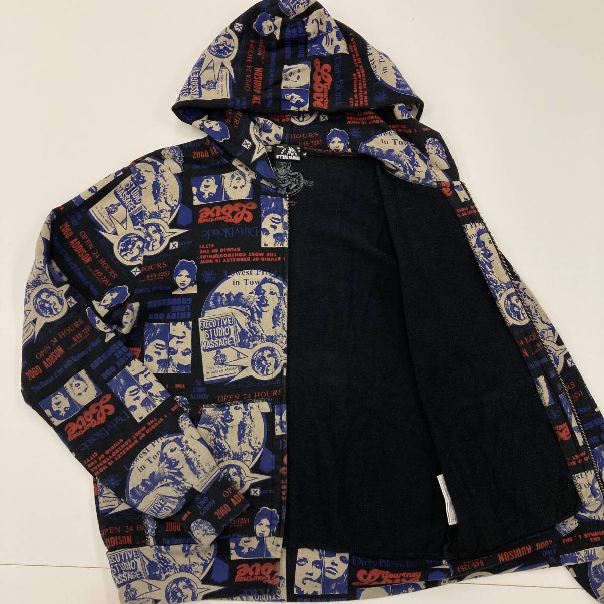HYSTERIC GLAMOUR コートニーラブ 総柄 ジップ パーカー Mサイズ