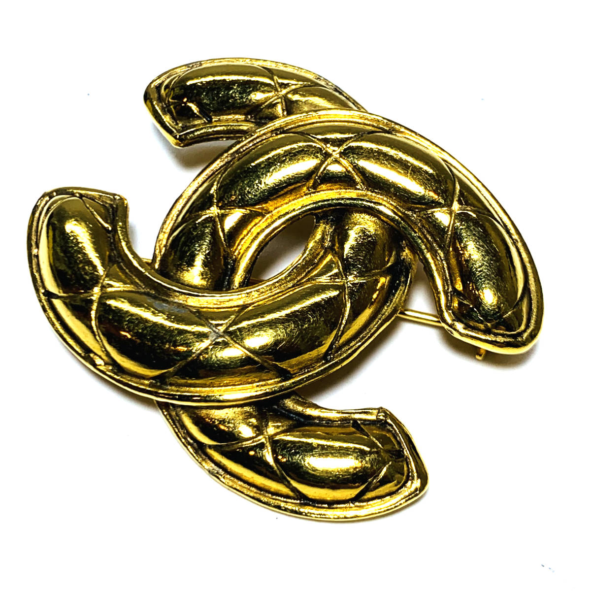 CHANEL シャネル ブローチ ココマーク マトラッセ 金属素材 ゴールド アクセサリー　ヴィンテージ　アンティーク