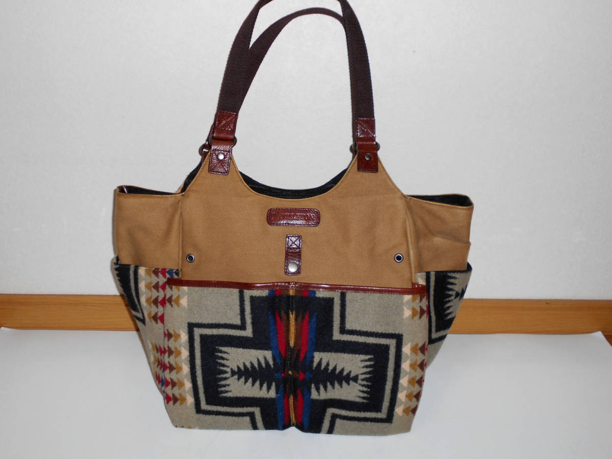 PENDLETON ペンドルトン ネイティブ柄 ウール×コットン素材×レザー 