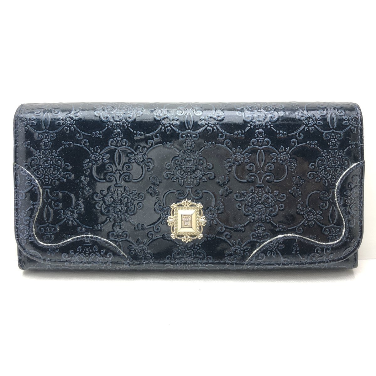 送料無料 アナスイ ANNA SUI 長財布 二つ折り がま口 両面開き バラ 