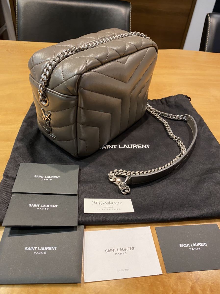 サンローラン パリ SAINT LAURENT PARIS ボーリングバッグ チェーンショルダー グレー シルバー金具チェーン ショルダーバッグ