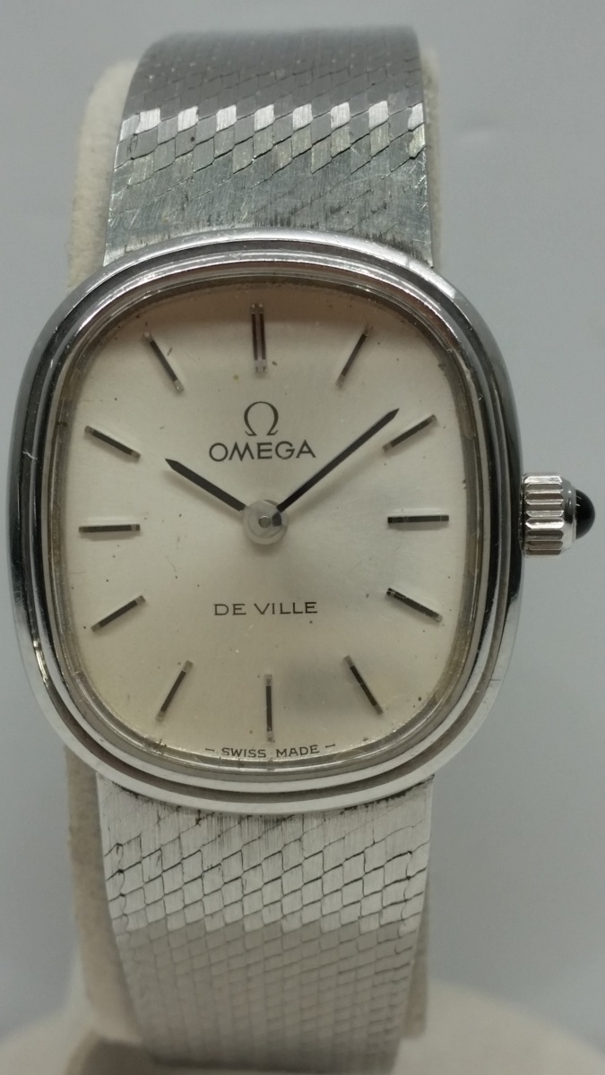稼動品 OMEGA オメガ DE VILLE デヴィル デビル 手巻き レディース 腕時計 SS スクエア シルバーカラー