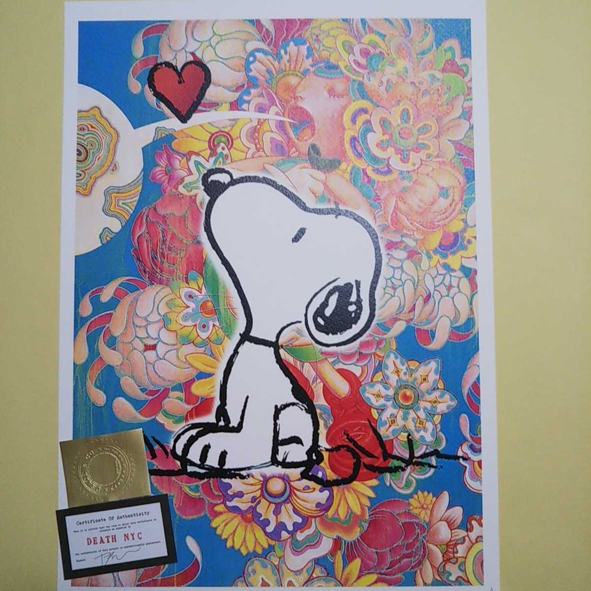 DEATH NYC 世界限定100枚 アートポスター スヌーピー SNOOPY 瞑想 蓮 