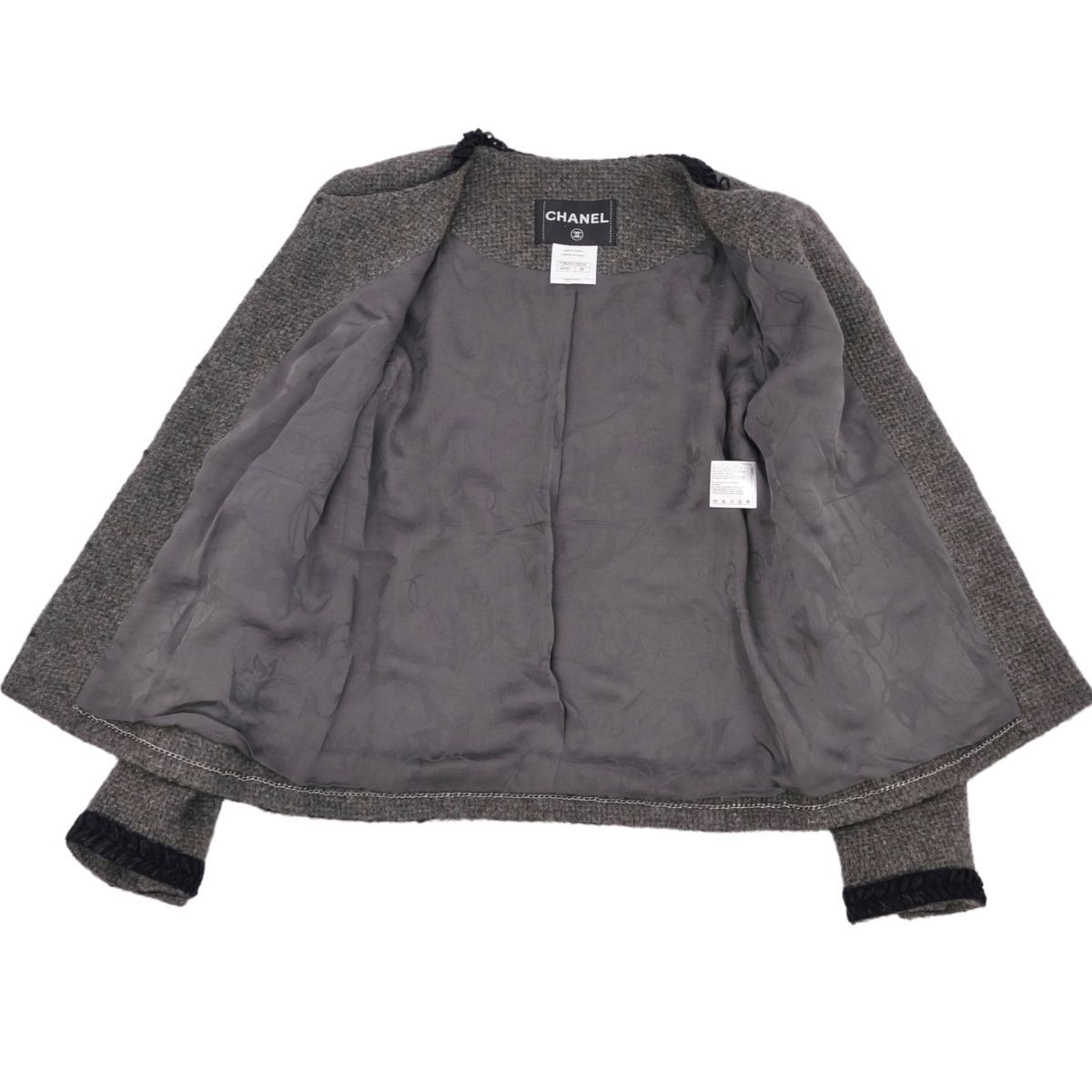 美品 シャネル CHANEL P39 セットアップ スーツ ノーカラー