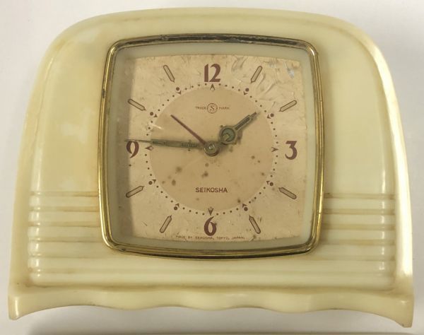 アンティーク☆精工舎 オルゴール付 ゼンマイ式 置時計 木ケース付