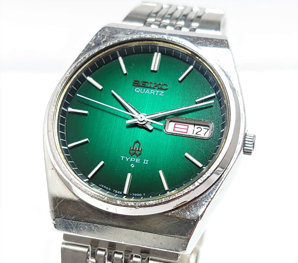 SEIKO QUARTZ TYPE Ⅱ 7546-700B グリーン文字盤 クオーツ タイプ2 