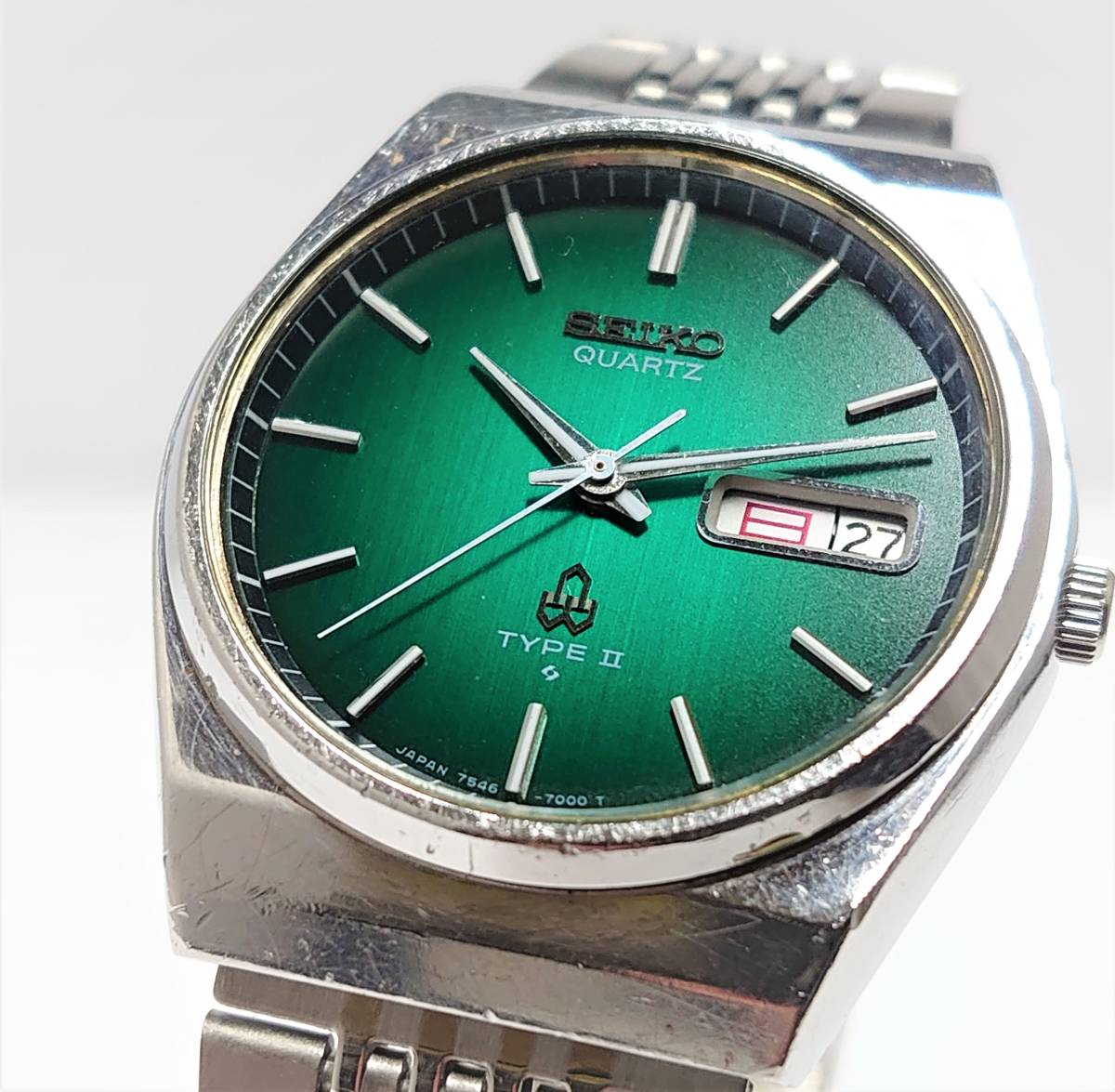 SEIKO QUARTZ TYPE Ⅱ 7546-700B グリーン文字盤 クオーツ タイプ2 