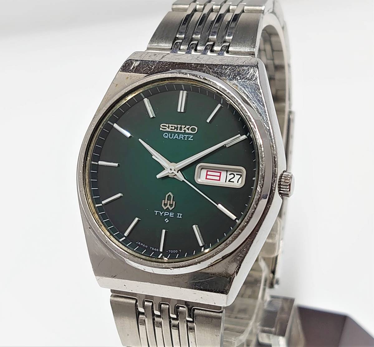 SEIKO QUARTZ TYPE Ⅱ 7546-700B グリーン文字盤 クオーツ タイプ2 