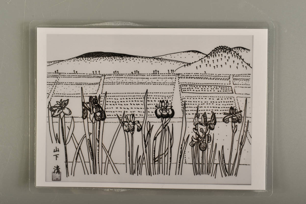 0837 山下清 長方形 色紙 絵 サイン 手描き 肉筆 真作 本物保証販売 