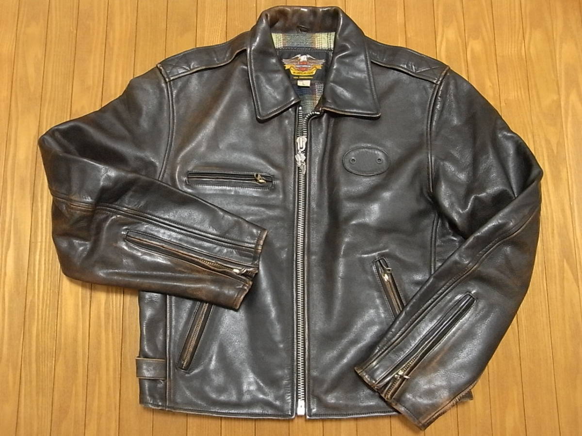 厚手 HARLEY-DAVIDSON ハーレーダビッドソン 本革 レザー ライダース 