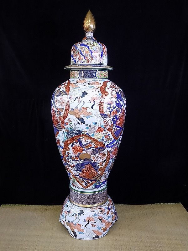 c746 技工名品 美品 有田焼 金龍窯 博山 作 錦 飛鶴 牡丹 孔雀 花鳥文