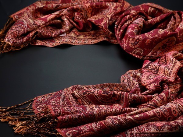 WINTER PASHMINAS◇KV-3125 極上 カシミア100%【ワインレッド系 