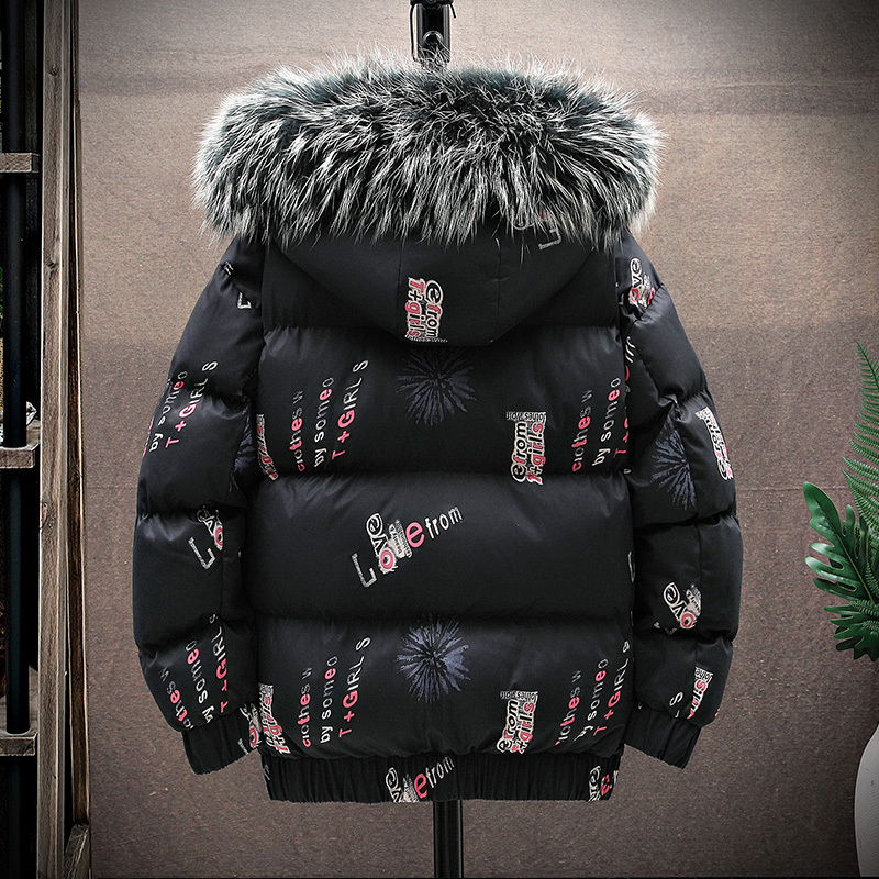 新品 メンズ 中綿コート ファーフード付き ダウンジャケット 花  