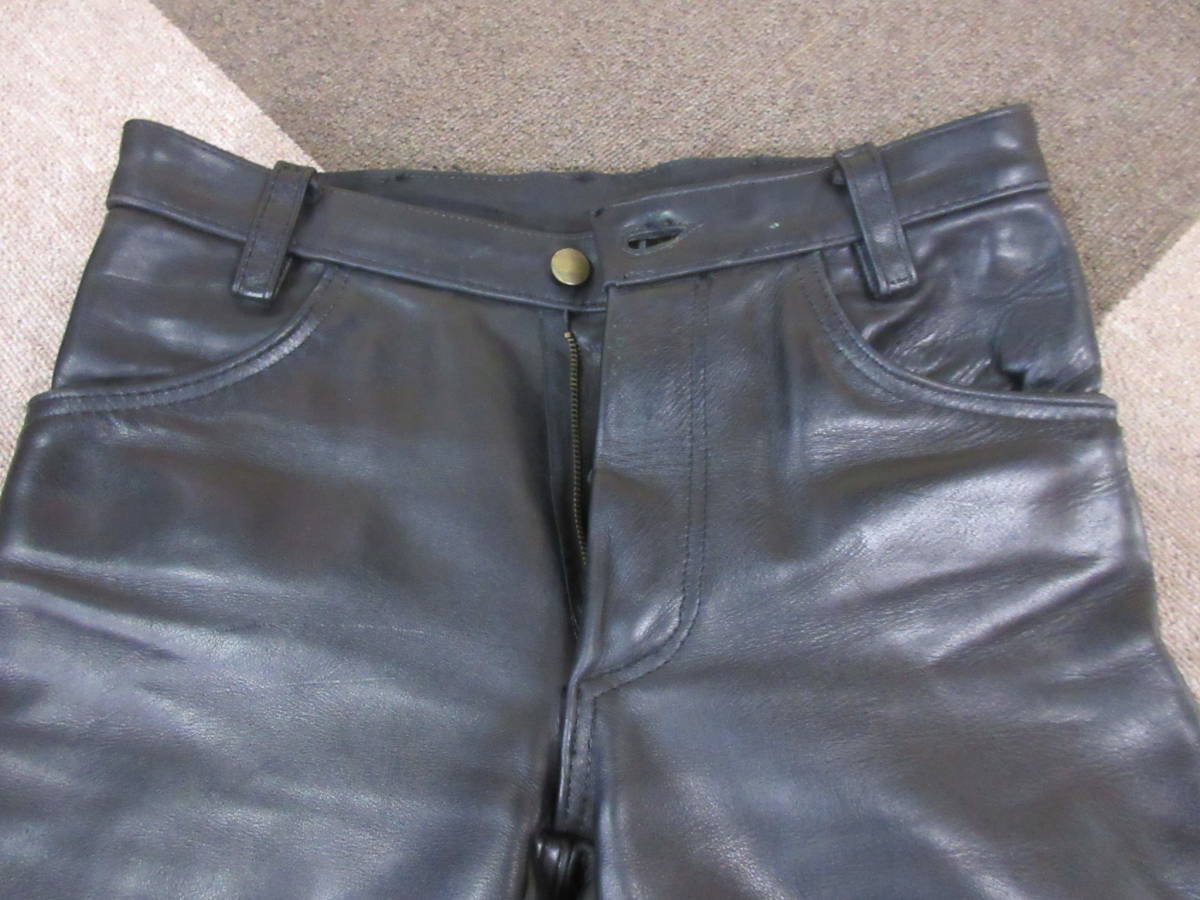 VANSON USA製 レザーパンツ 29インチ 黒 ブーツカット ライダース 