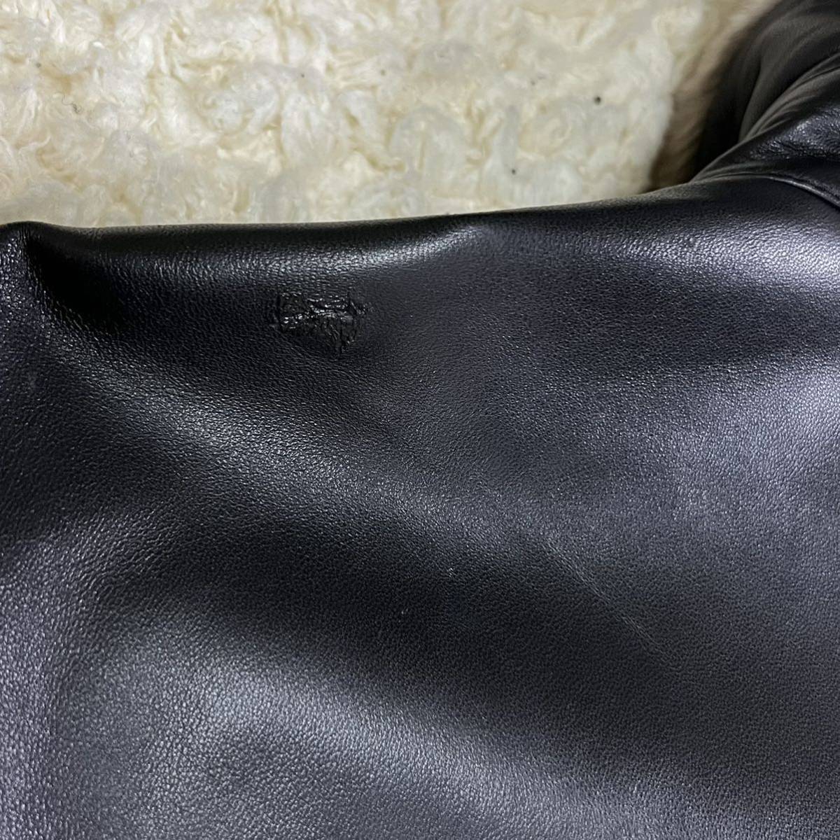 1円 希少 L バーバリー ブラックレーベル BURBERRY BLACK LABEL 羊革