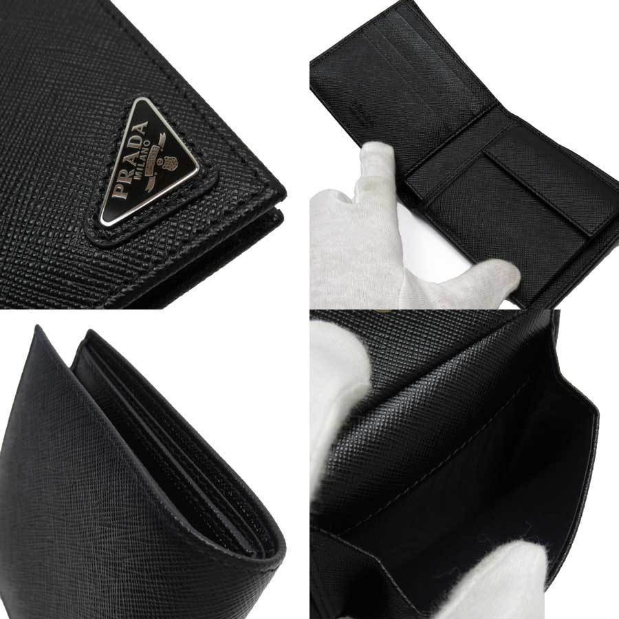 PRADA プラダ 二つ折り財布 三角ロゴ サフィアーノレザー NERO