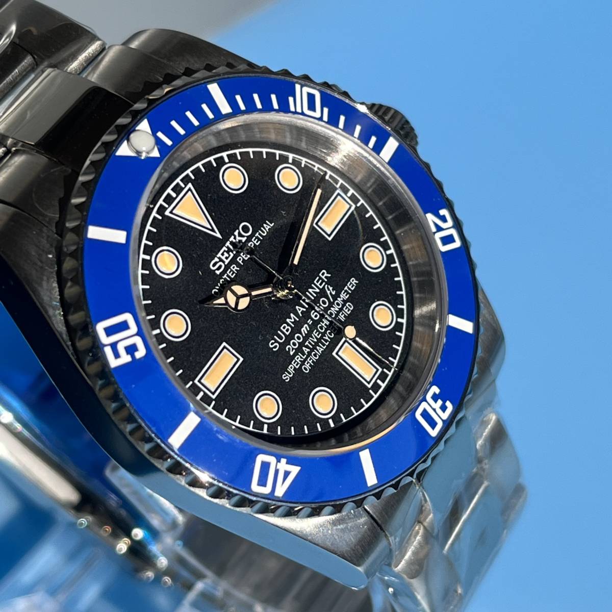 SEIKO MOD サブマリーナタイプ セラミックベゼル カスタム腕時計 自動