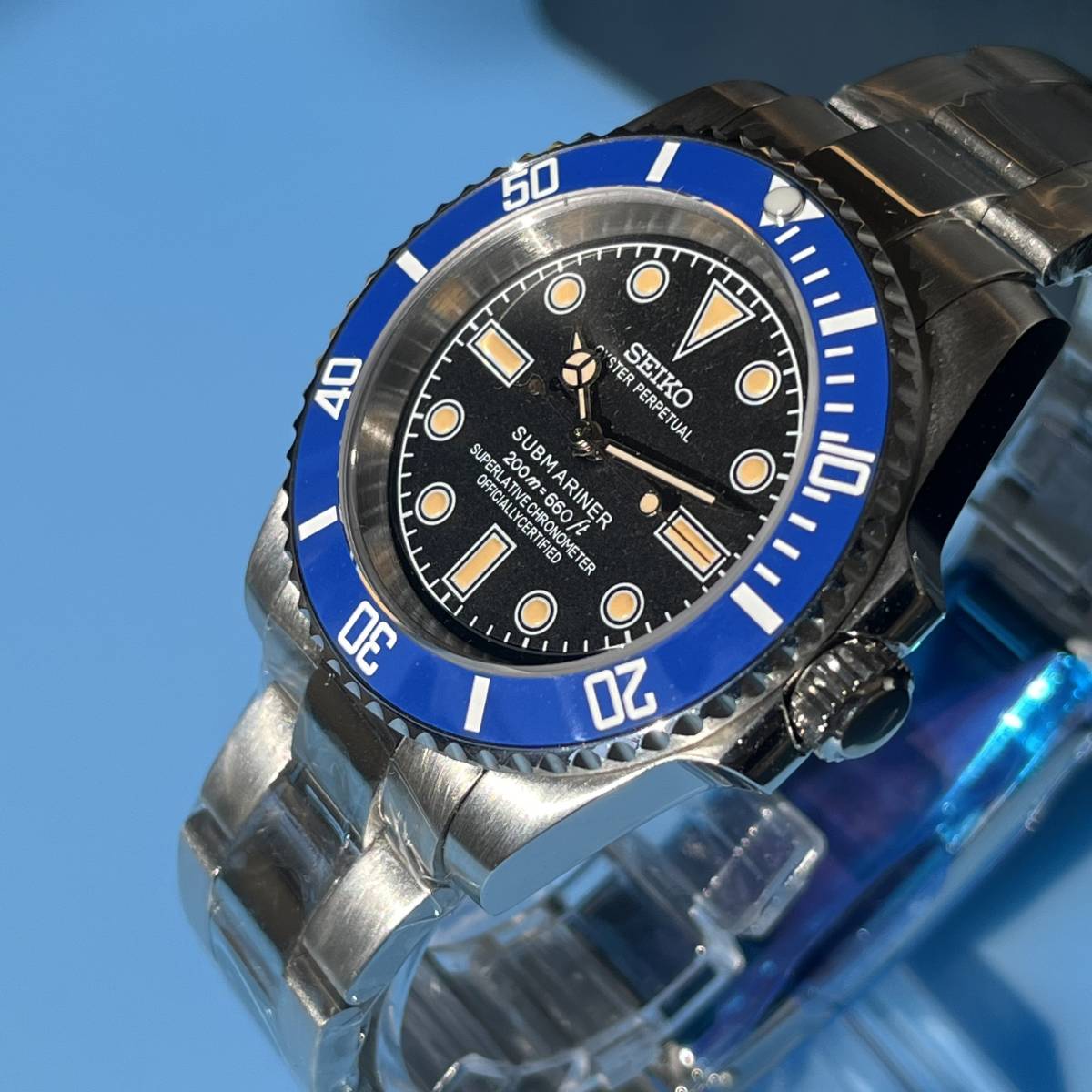 SEIKO MOD サブマリーナタイプ セラミックベゼル カスタム腕時計 自動 