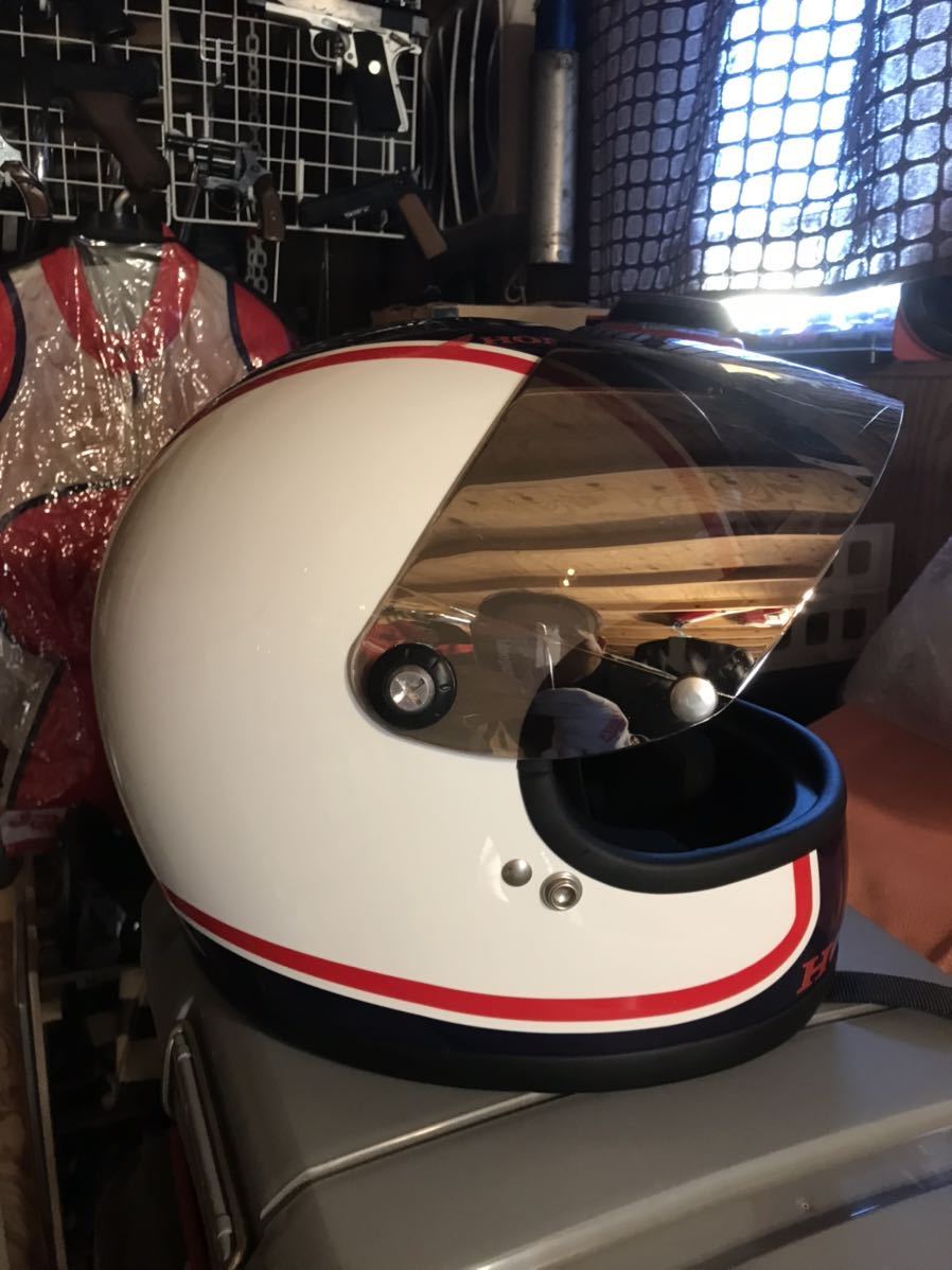 中古☆山城 族車 70s 旧車 ヘルメット ミラーシールド付 cbx cb カラー